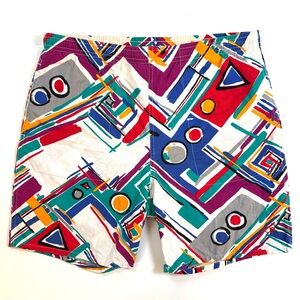 VTG‎ 80’s Op Board Short Swim Trunk Colorful Bold Geometric Pop Art Size M